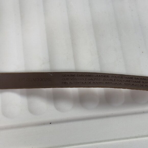 LIZ CLAIBORNE Embossed Leather Belt With Silver-Tone Buckle Tan Size Medium - Picture 6 of 12